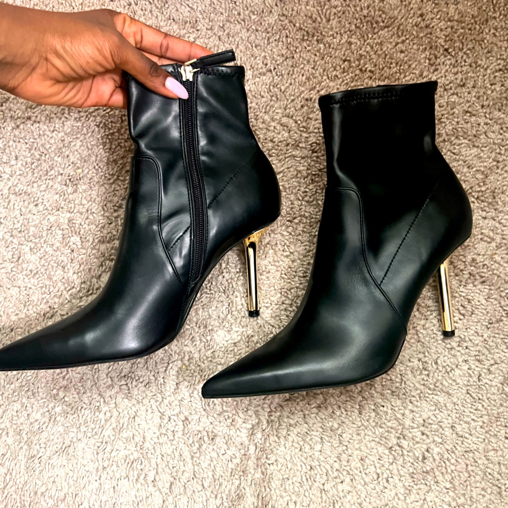 Zara metallic heeled boots